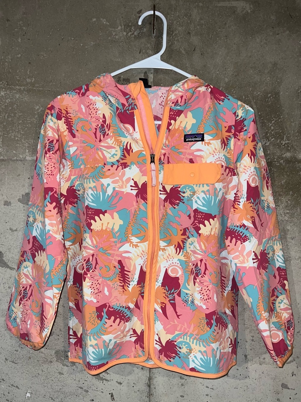 Patagonia Kids Coral Pink Tropical Hooded Swim Rashguard